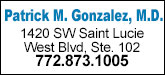 Patrick M. Gonzalez, M.D. Sponsorship Banner